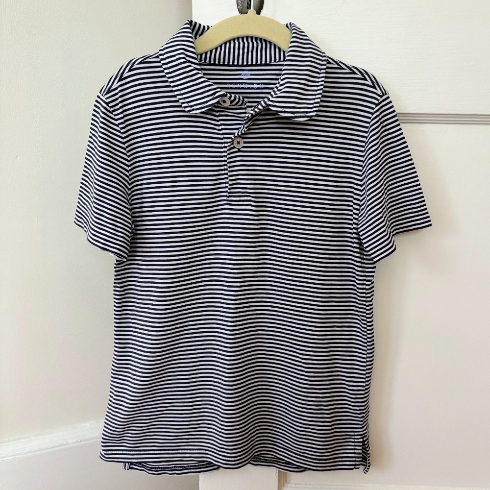 Classic Black and White Striped Men's Polo Shirt